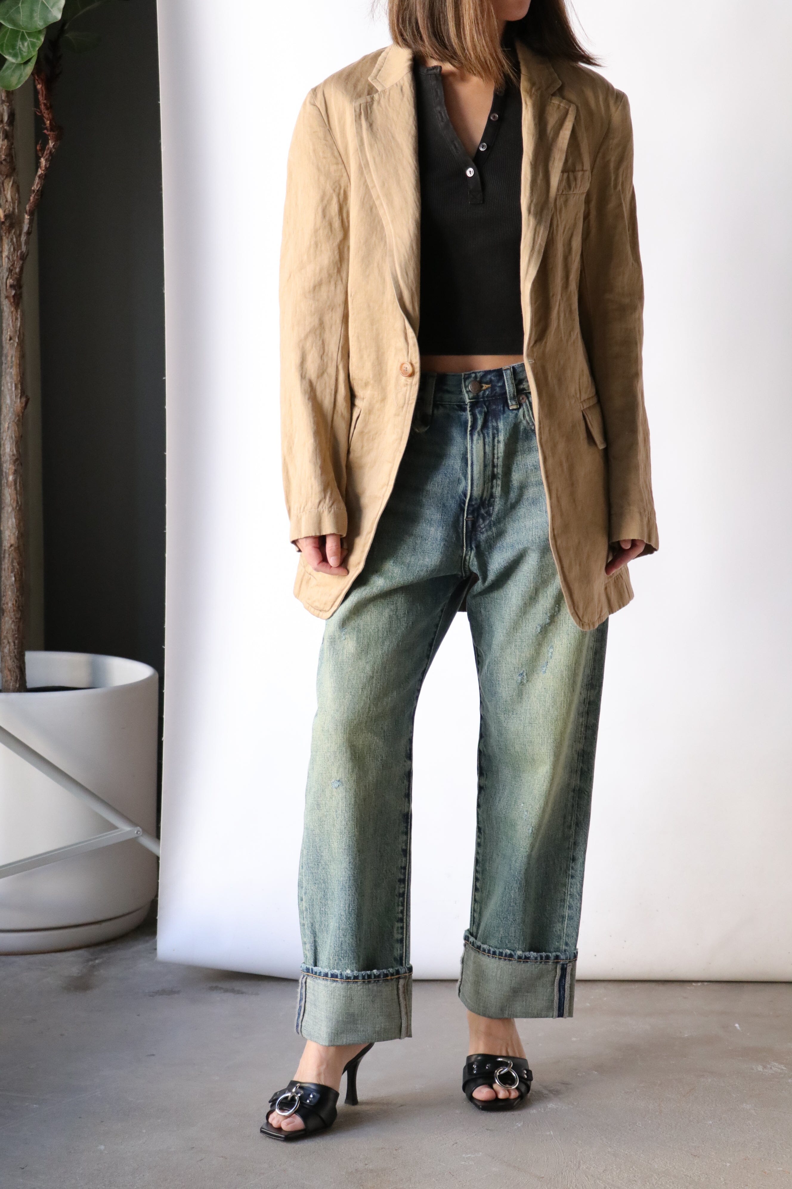 ジャケット R13 OVERSIZED RAGGED BLAZER R13 Oversized Ragged Blazer Khaki – TRISH