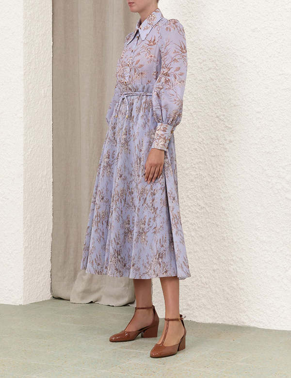 ワンピース ZIMMERMANN Women Mid Skirts 4274DSS252 BLUBO BLUE Coco Fit and Flare Midi Skirt Powder Blue Multi Floral