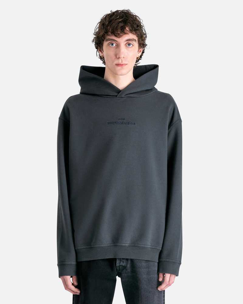Maison Margiela Tonal Upside Down Logo Hoodie - Washed Black