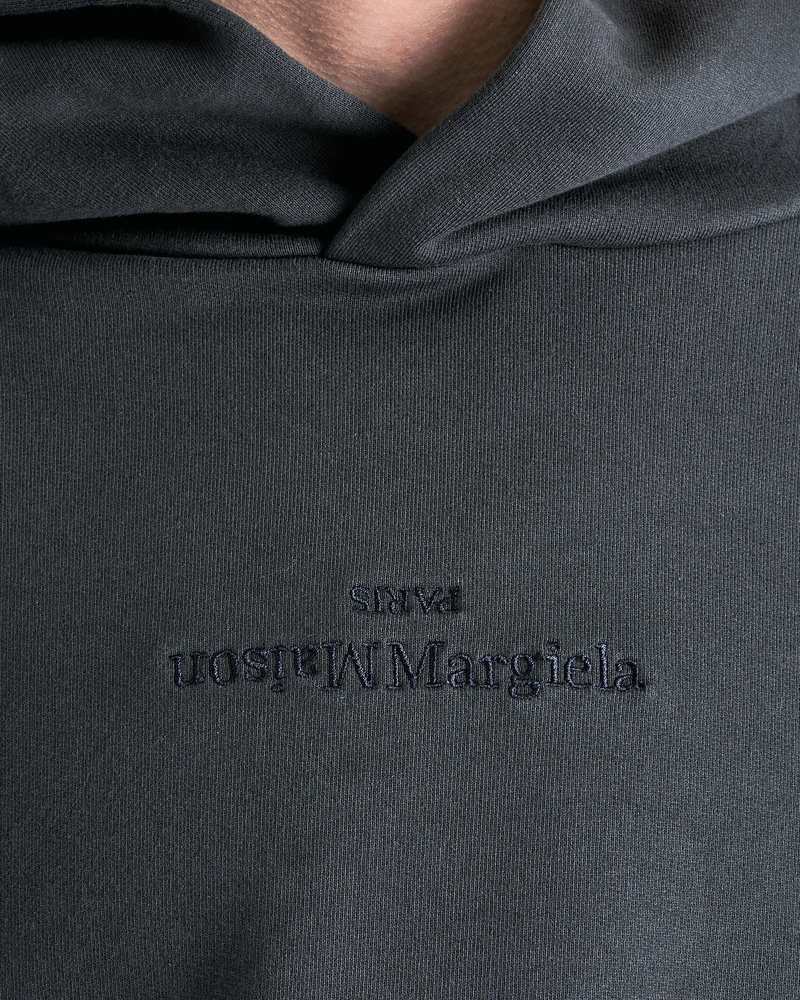 Maison Margiela Tonal Upside Down Logo Hoodie - Washed Black