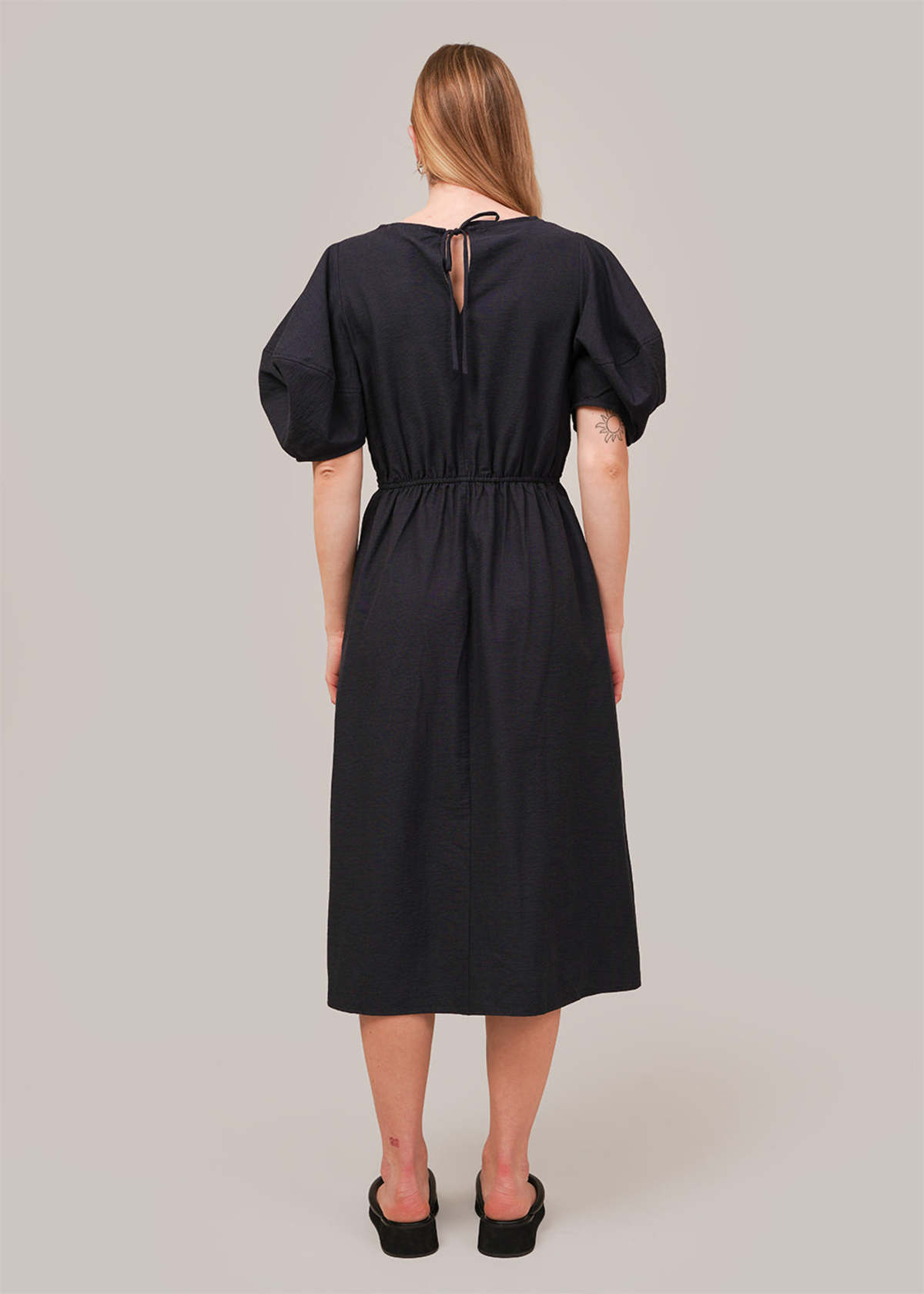 black balloon sleeve midi dress CO Collection