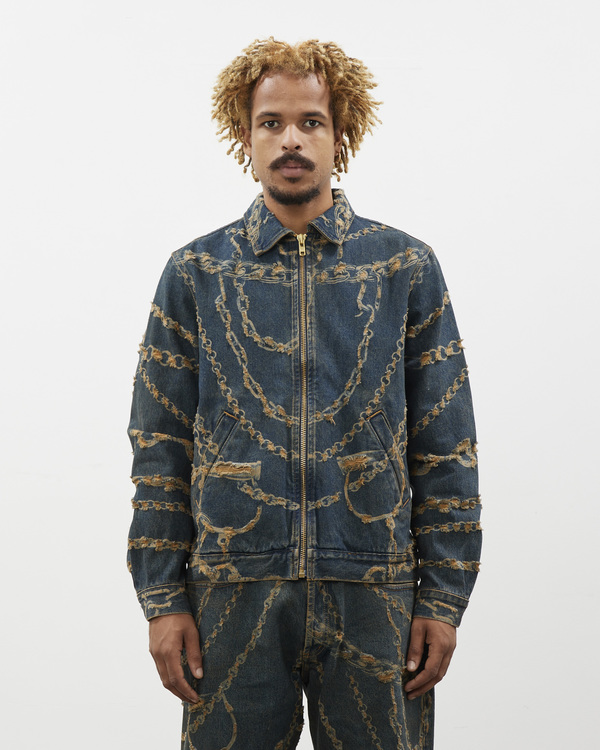 Aries ダメージデニムジャケット Aries Arise Destroyed Chain Zip Through Jacket | Garmentory