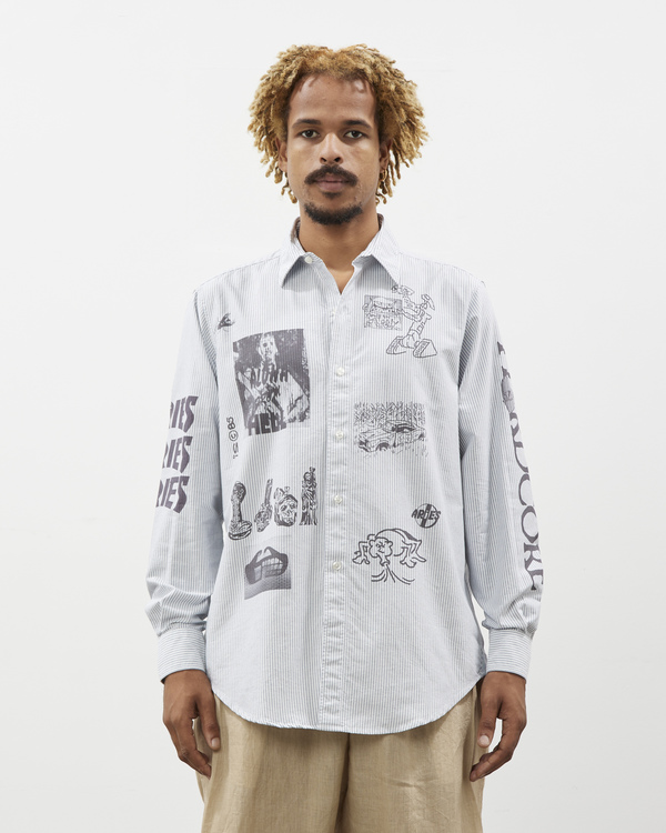 Aries Arise Graphic Overprinted Oxford Shirt | Garmentory