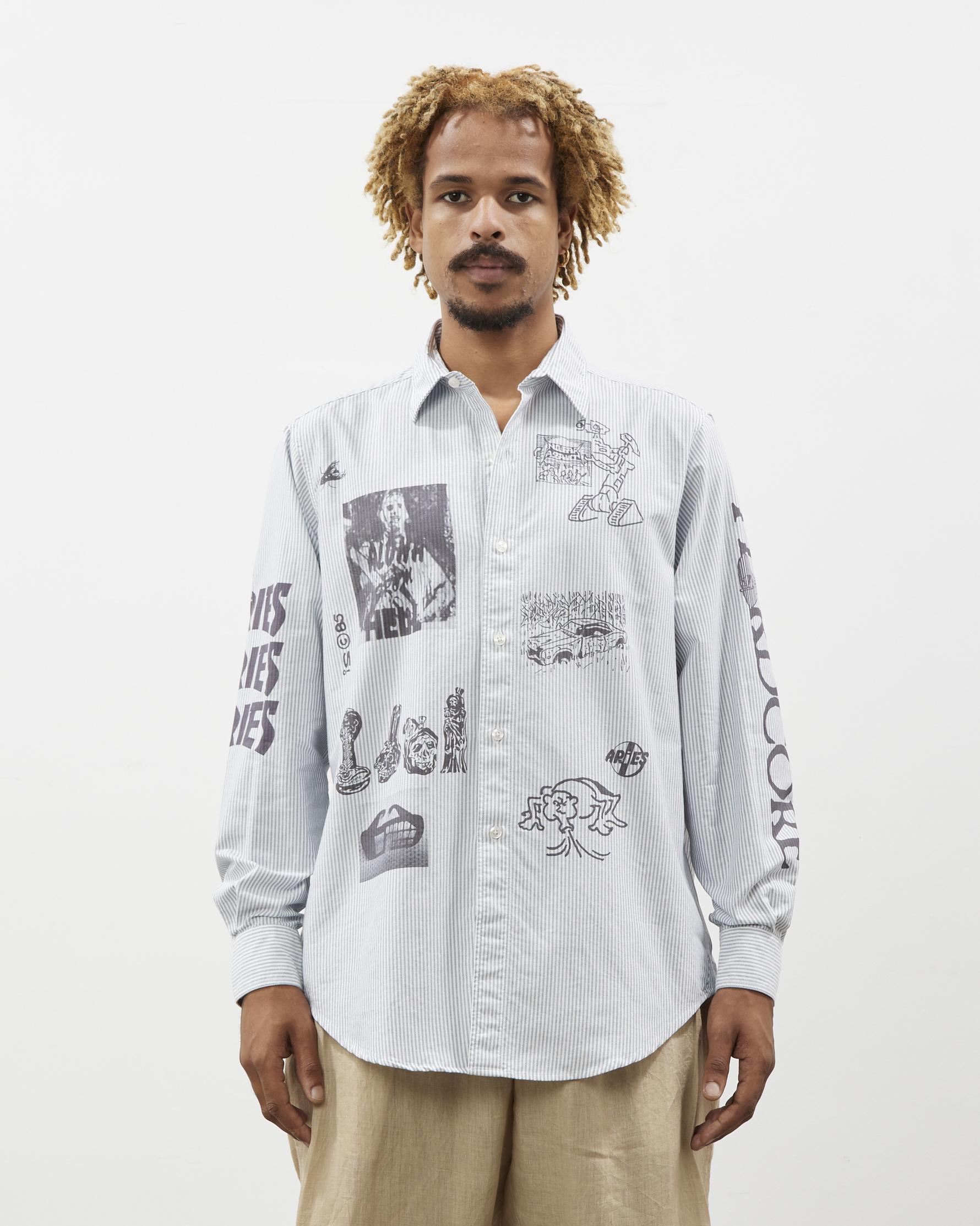 Aries Arise Graphic Overprinted Oxford Shirt | Garmentory