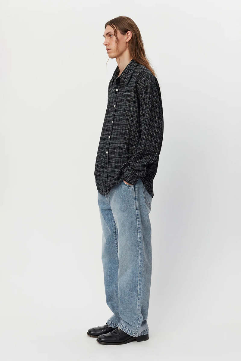 Veste Oversize PushBUTTON – Carreaux Bleus, Taille S – En Jean, Longueur Mi-longue – Neuf Sans étiquette
