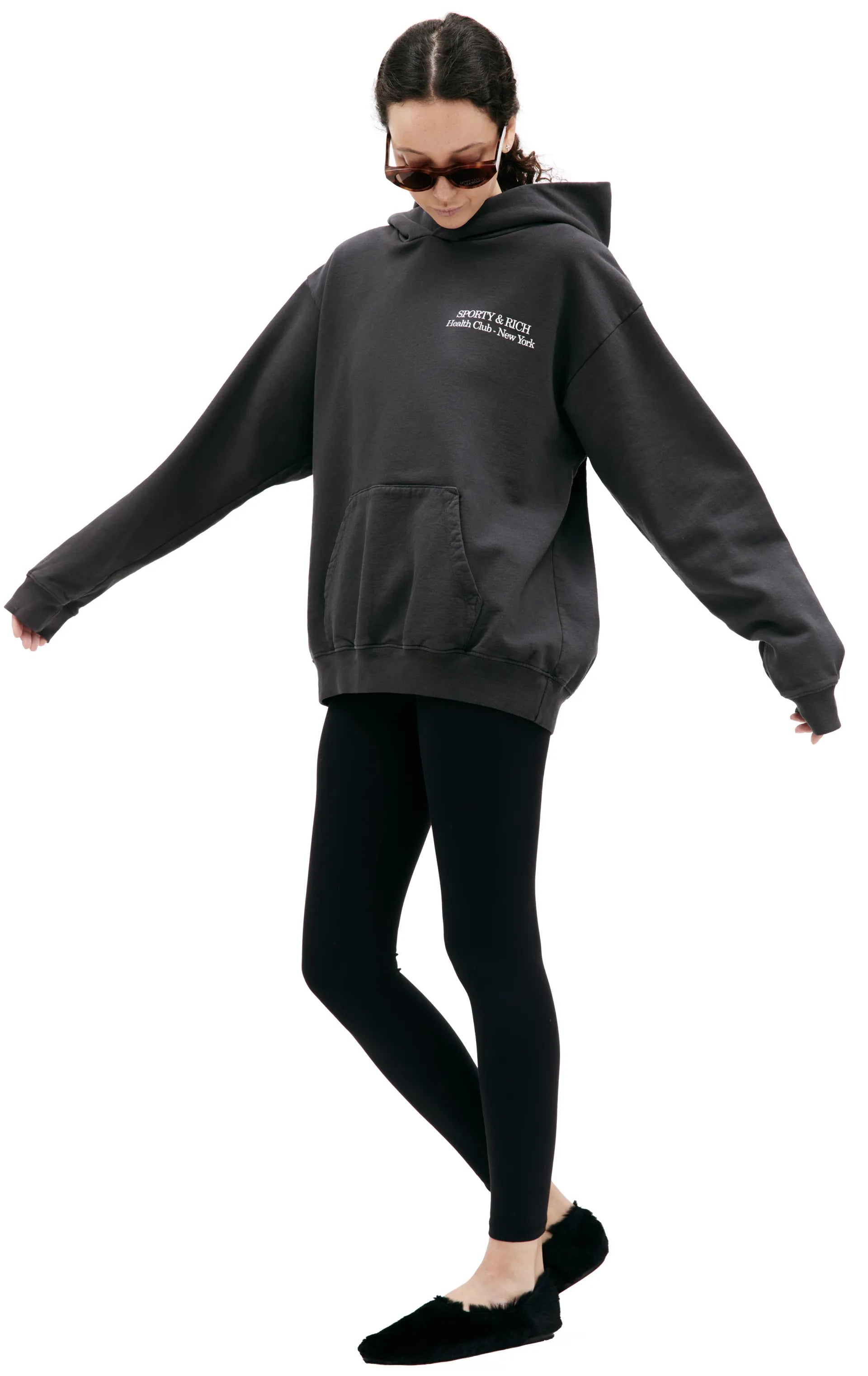 ★Sporty & Rich★ New Drink More Water Hood Faded Black HOAW Sporty & Rich Black New Drink More Water Hoodie Sporty & Rich
