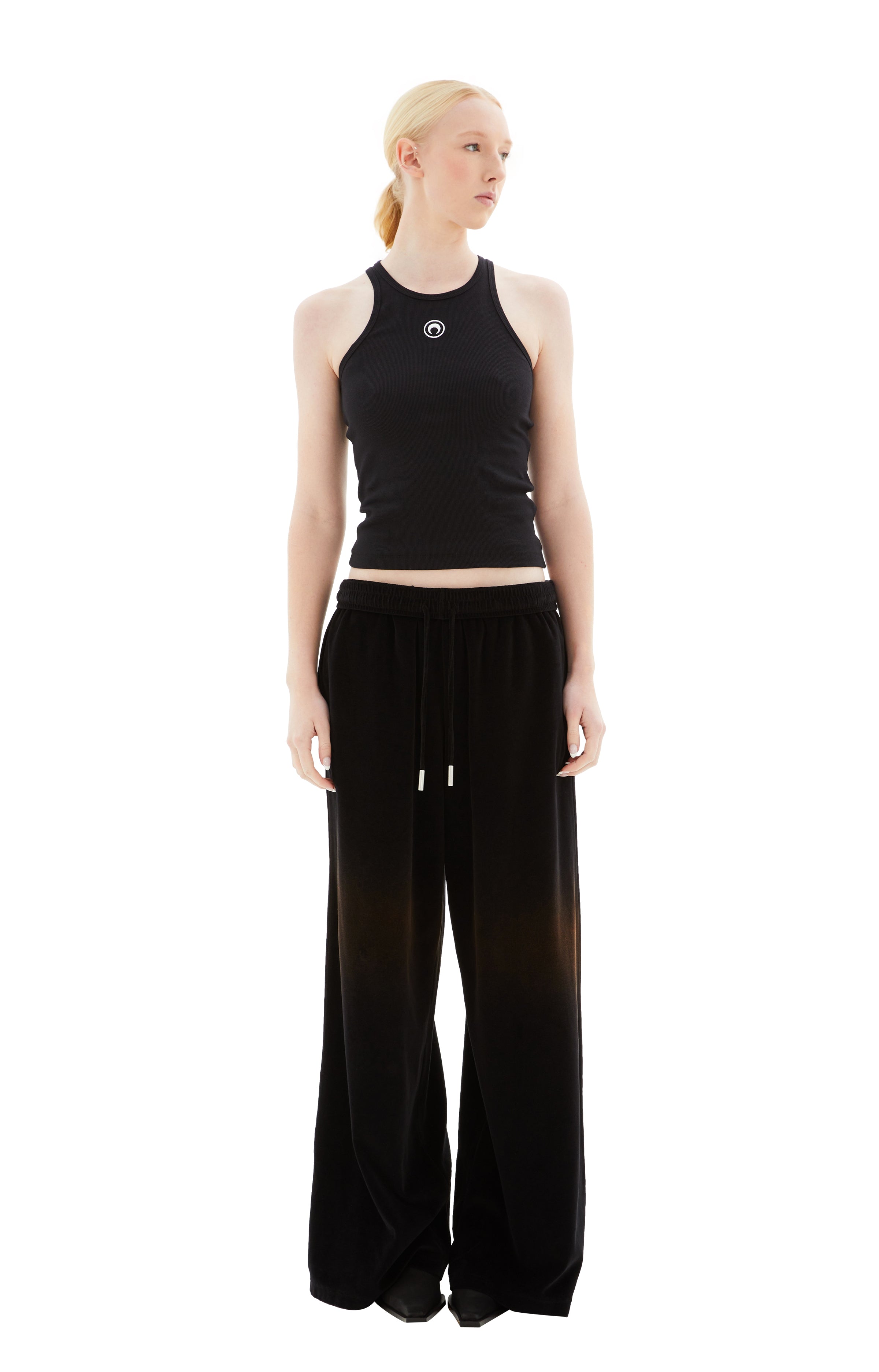 MARINE SERRE Organic Cotton RIb 2X2 Tank Top - Black | Garmentory