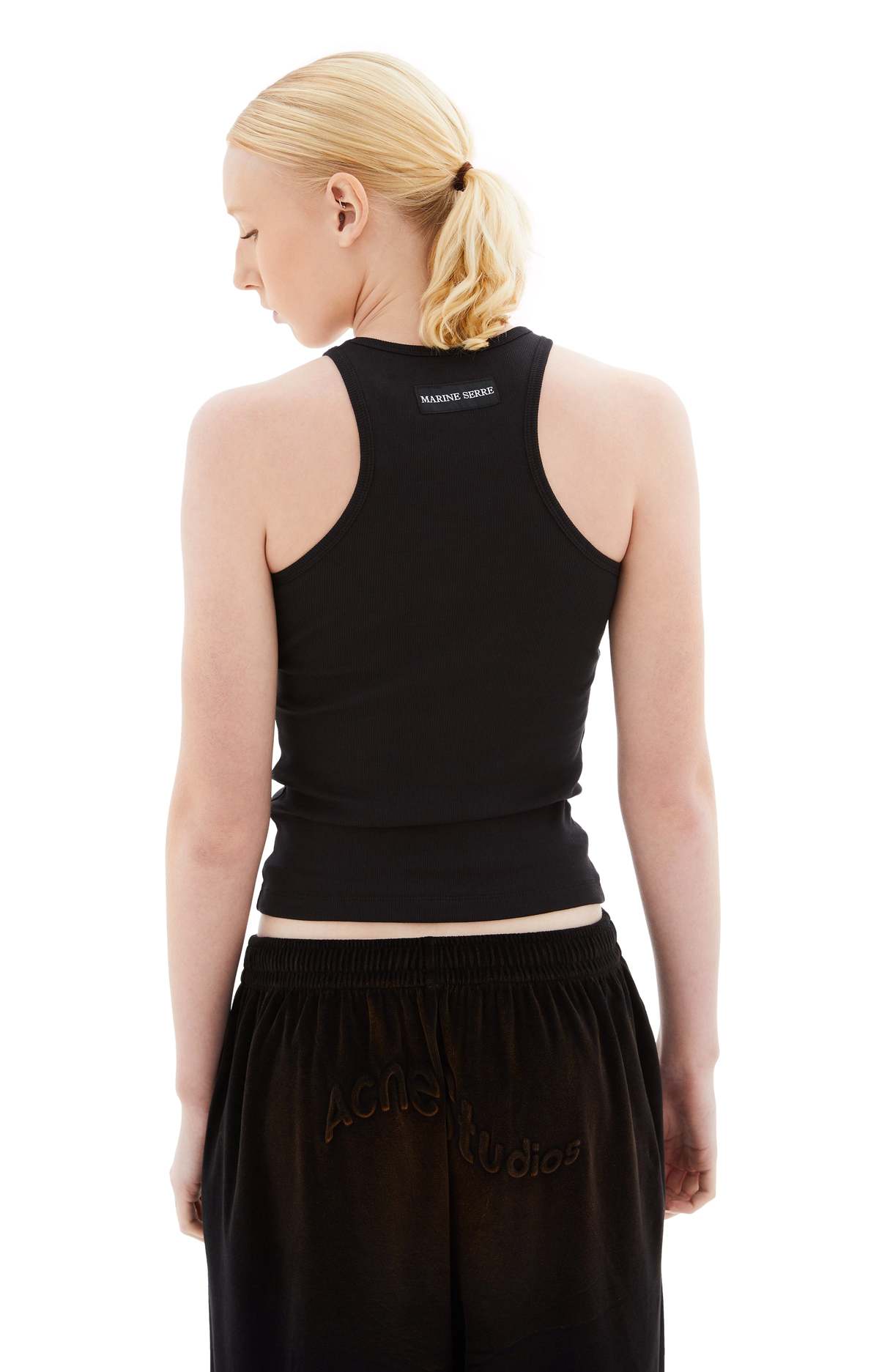 MARINE SERRE Organic Cotton RIb 2X2 Tank Top - Black | Garmentory
