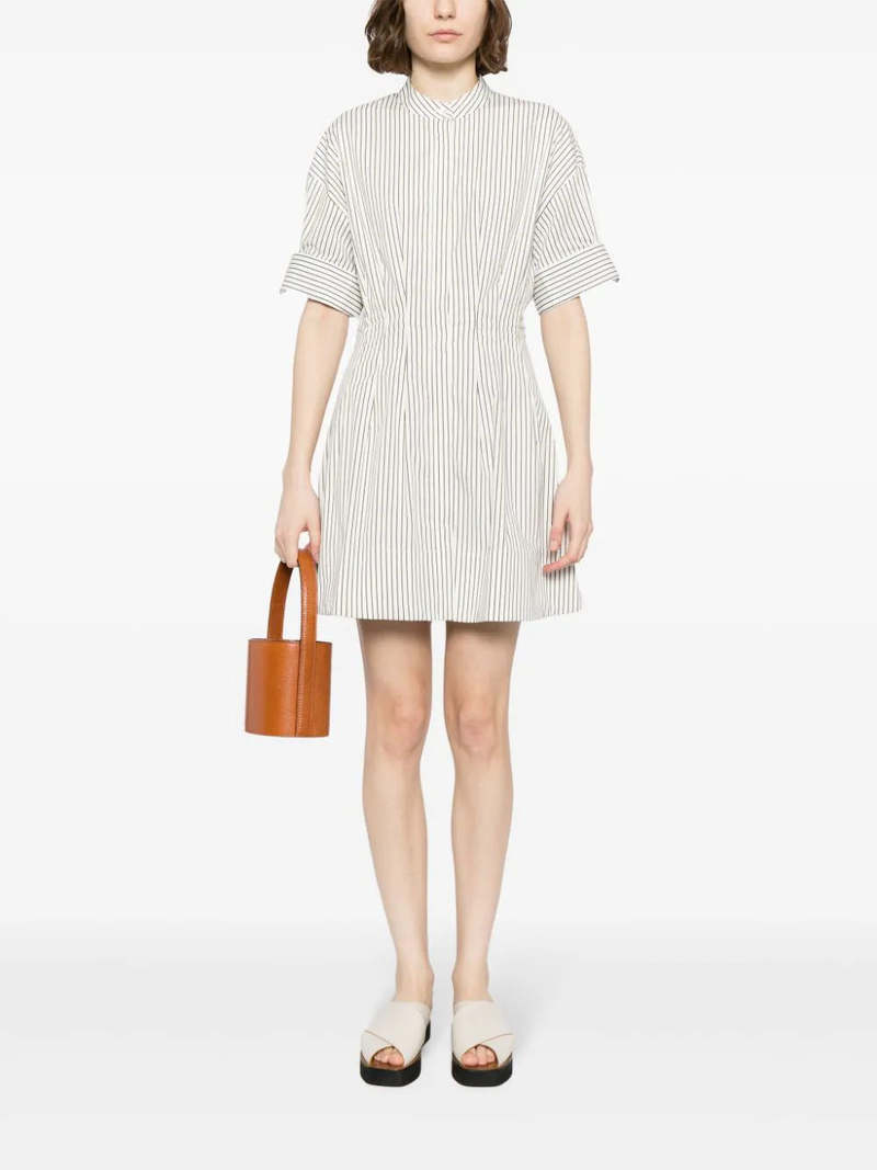 staud mini lorenza dress Mini Lorenza Dress in Ivory Micro Stripe