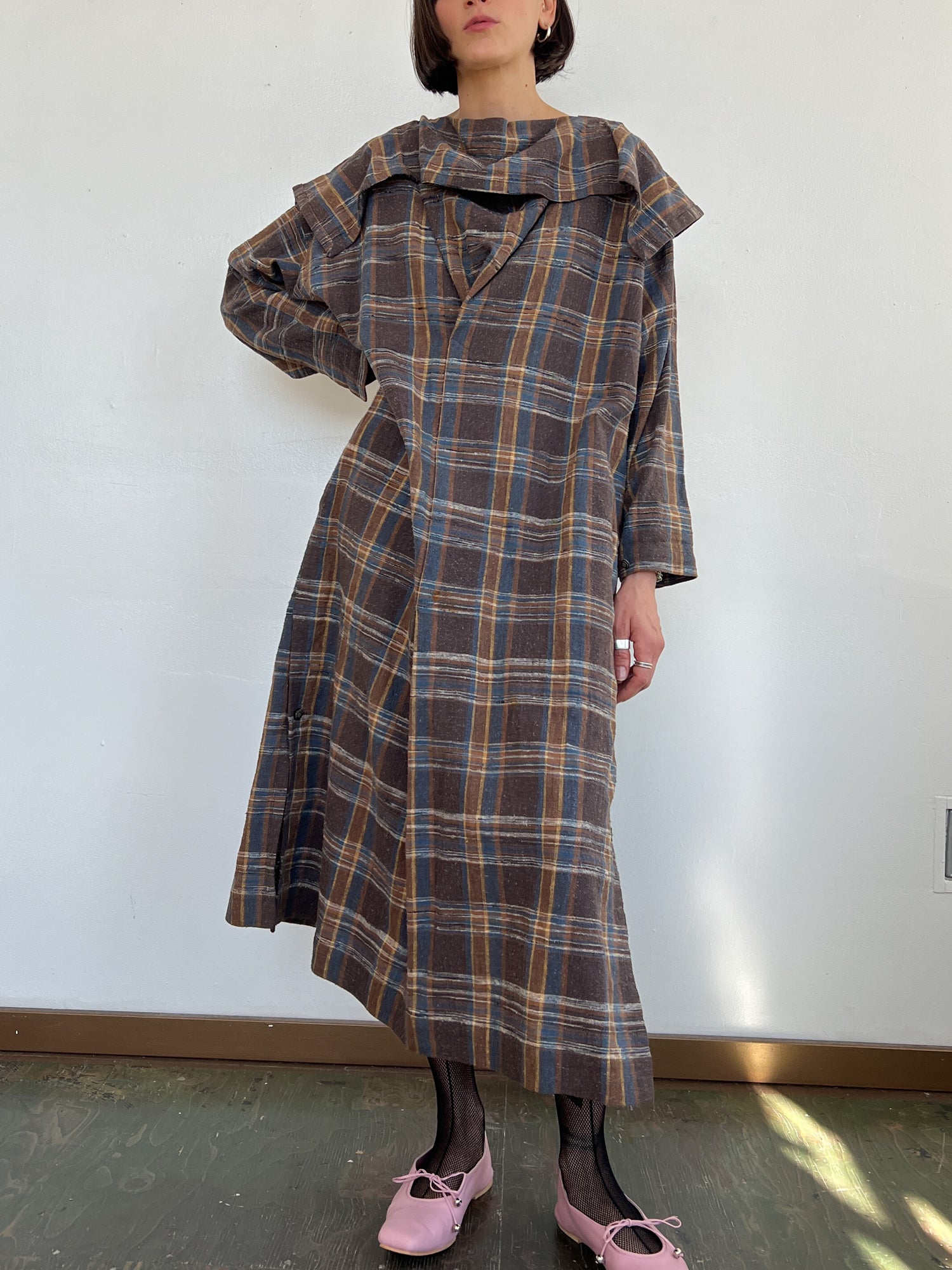 ワンピース ISSEY MIYAKE 70s long dress With scarf Issey Miyake Plantation Dress - Plaid | Garmentory