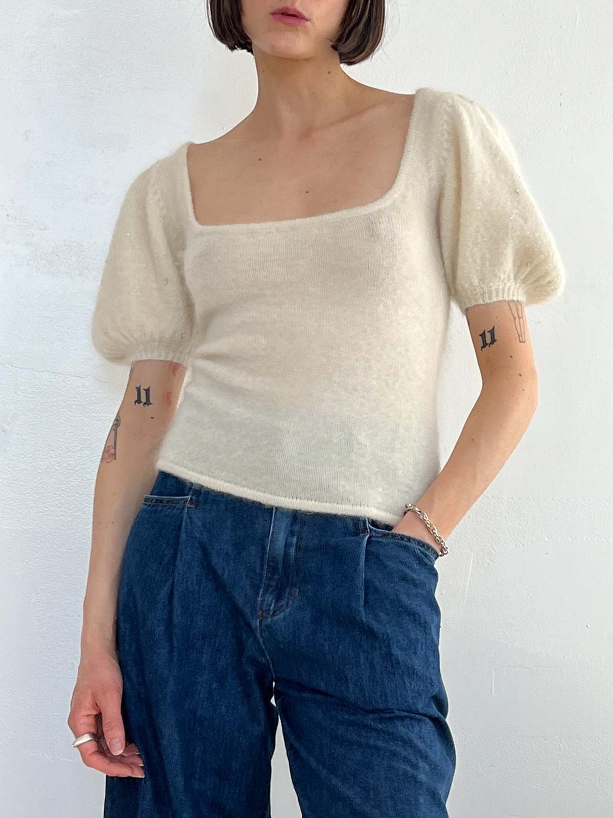 Angora Scoopneck top - White | Garmentory