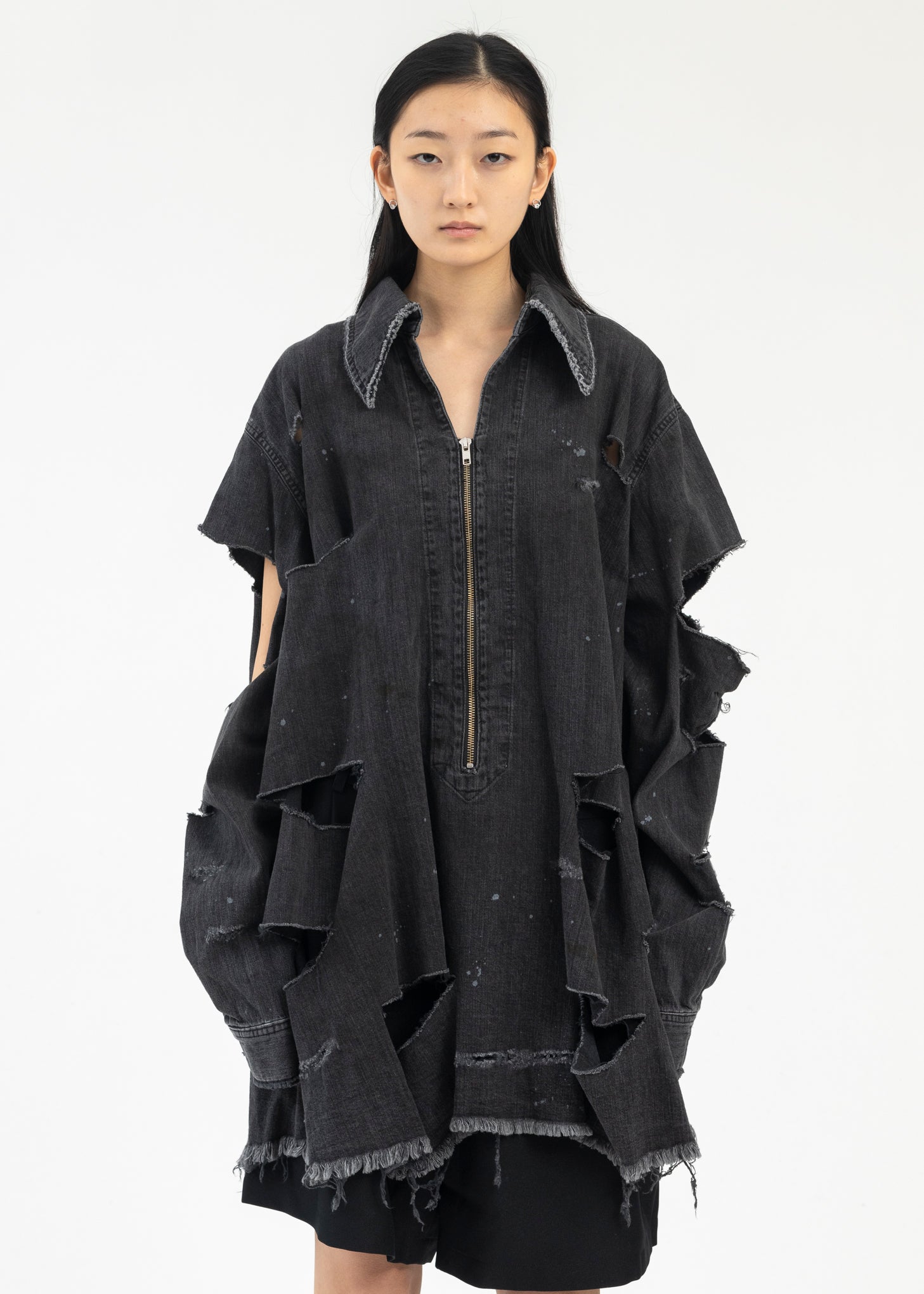 トップス KIDILL DESTROY PULLOVER DENIM SHIRT 24SS BLACK-DESTROY-PULLOVER-DENIM-