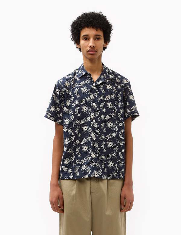 Portuguese Flannel Folclore 4 Short Sleeve Shirt - Navy Blue