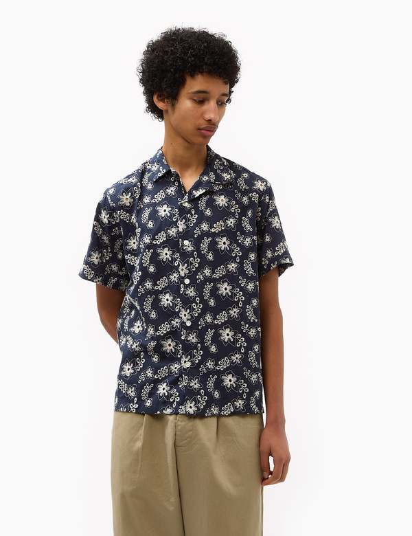 Portuguese Flannel Folclore 4 Short Sleeve Shirt - Navy Blue