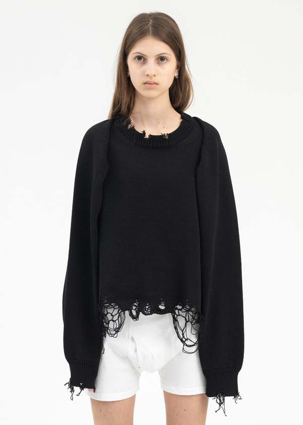 トップス doublet 2WAY SLEEVE SWEATER Doublet 2WAY SLEEVE SWEATER - BLACK | Garmentory