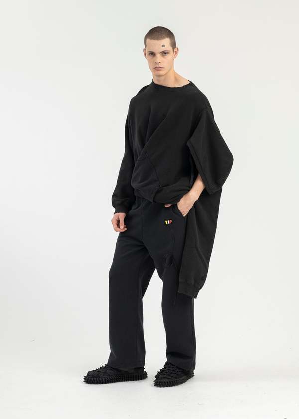 ダブレット doublet 24SS 【 RCA CABLE EMBROIDERY SWEATPANTS 24SS33PT271 】 RCA ケーブル エンブロイダリー スウェット パンツ　35579 Doublet RCA CABLE EMBROIDERY SWEATPANTS - BLACK | Garmentory