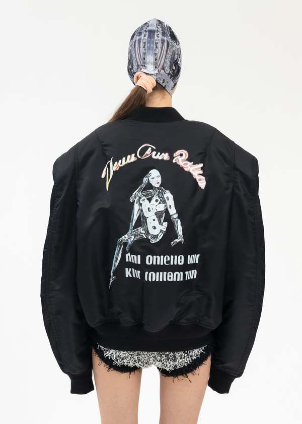 Doublet ROBOT SHOULDER BOMBER JACKET - BLACK | Garmentory