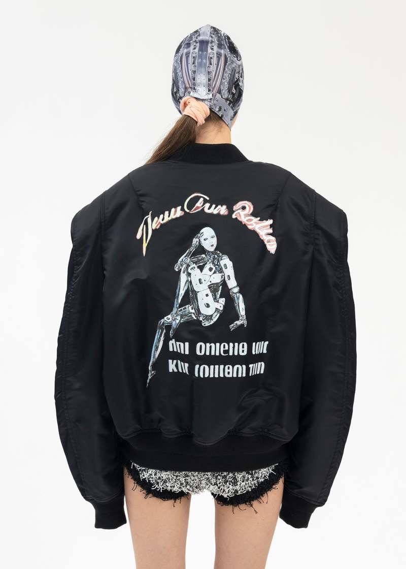 Doublet ROBOT SHOULDER BOMBER JACKET - BLACK | Garmentory