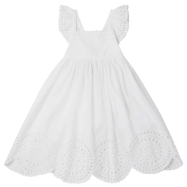 Kids Stella McCartney Dress With Embroidery Anglaise - White | Garmentory Kids Stella McCartney Dress With Embroidery Anglaise - White | Garmentory