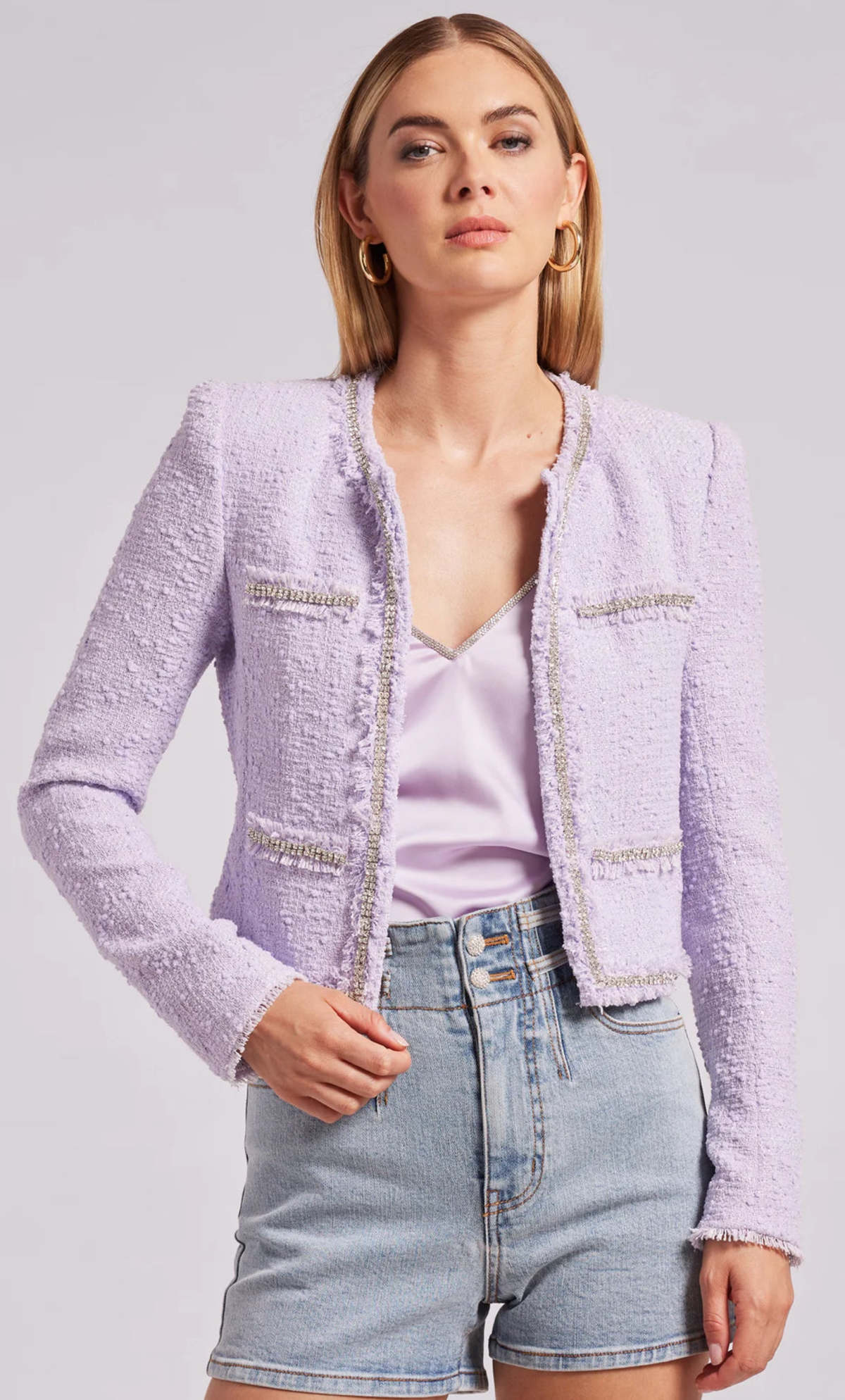 Generation Love Bianca Tweed Jacket - Lilac | Garmentory
