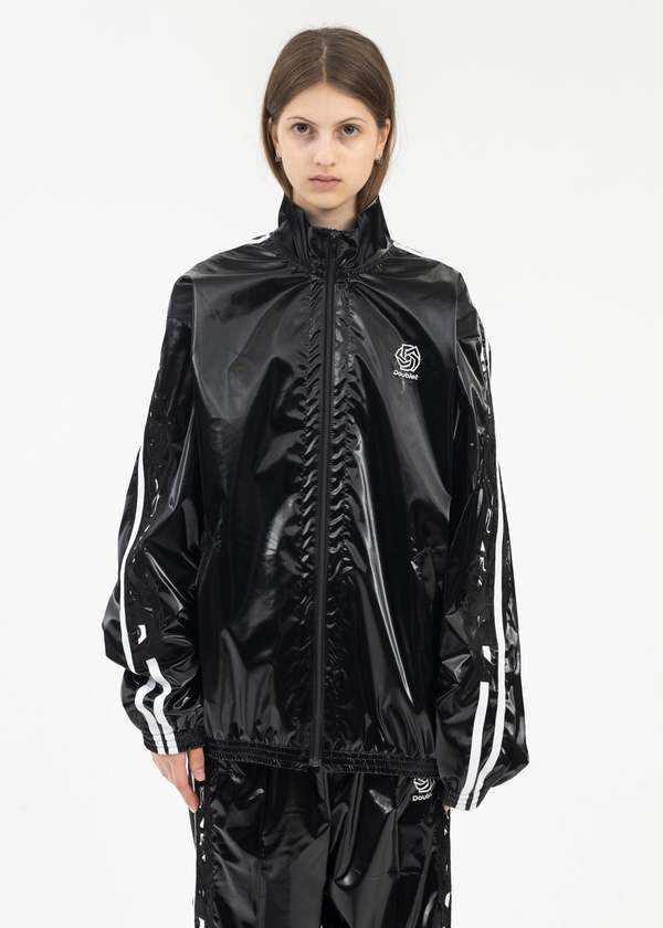 し*も様 最安値☆美品DOUBLET LAMINATETRACKJACKET 黒 BLACK-LAMINATE-TRACK-JACKET-