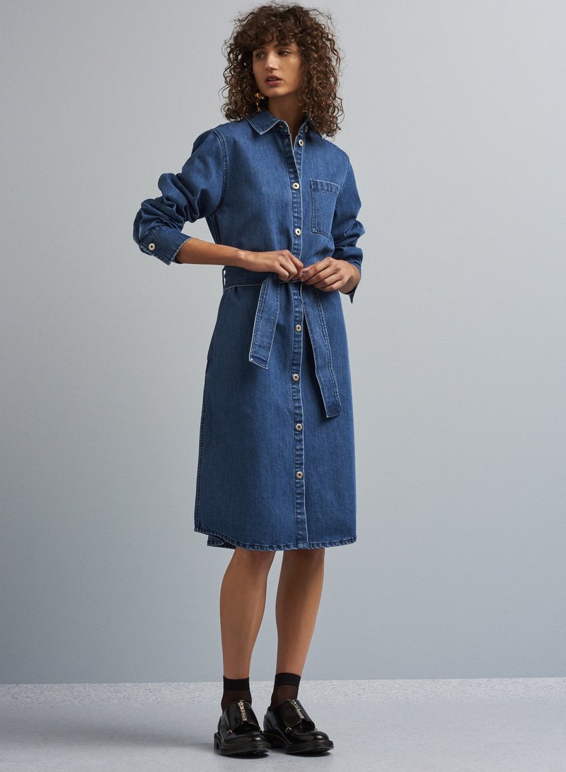 kowtow denim dress Contemporary Shirt Size:12Y Button Front Bodycon Denim icg-managed Kowtow brand or layered bohemian jewelry