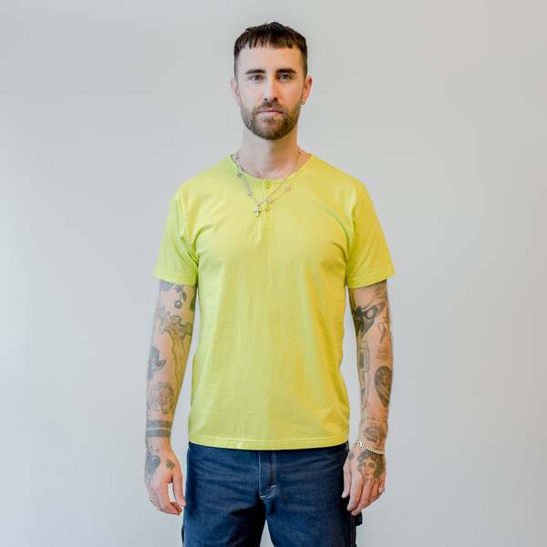 Homespun Knitwear Great Plains Tee Combed Cotton Jersey - Acid Lime