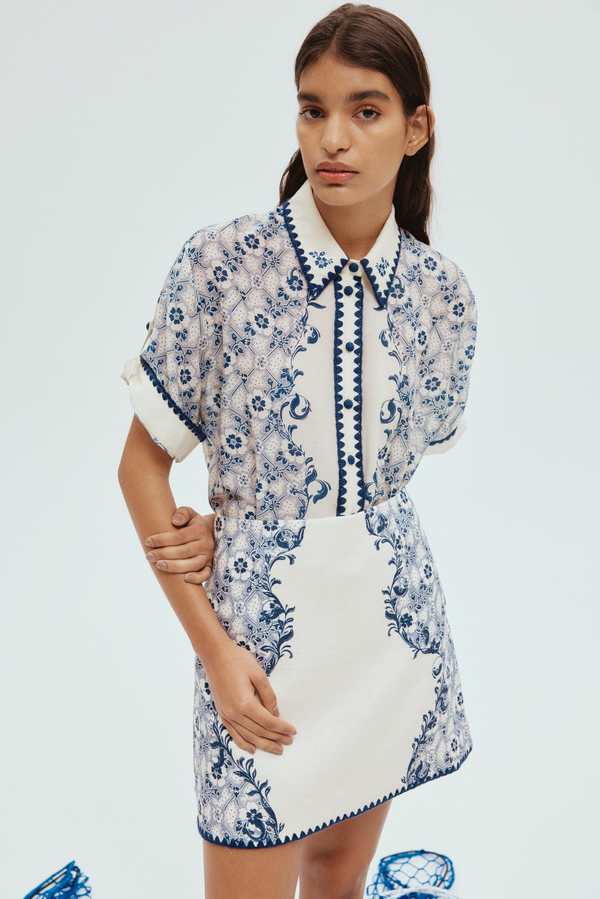 Alemais Airlie Shirt - Navy/Cream | Garmentory Alemais Airlie Shirt - Navy/Cream | Garmentory
