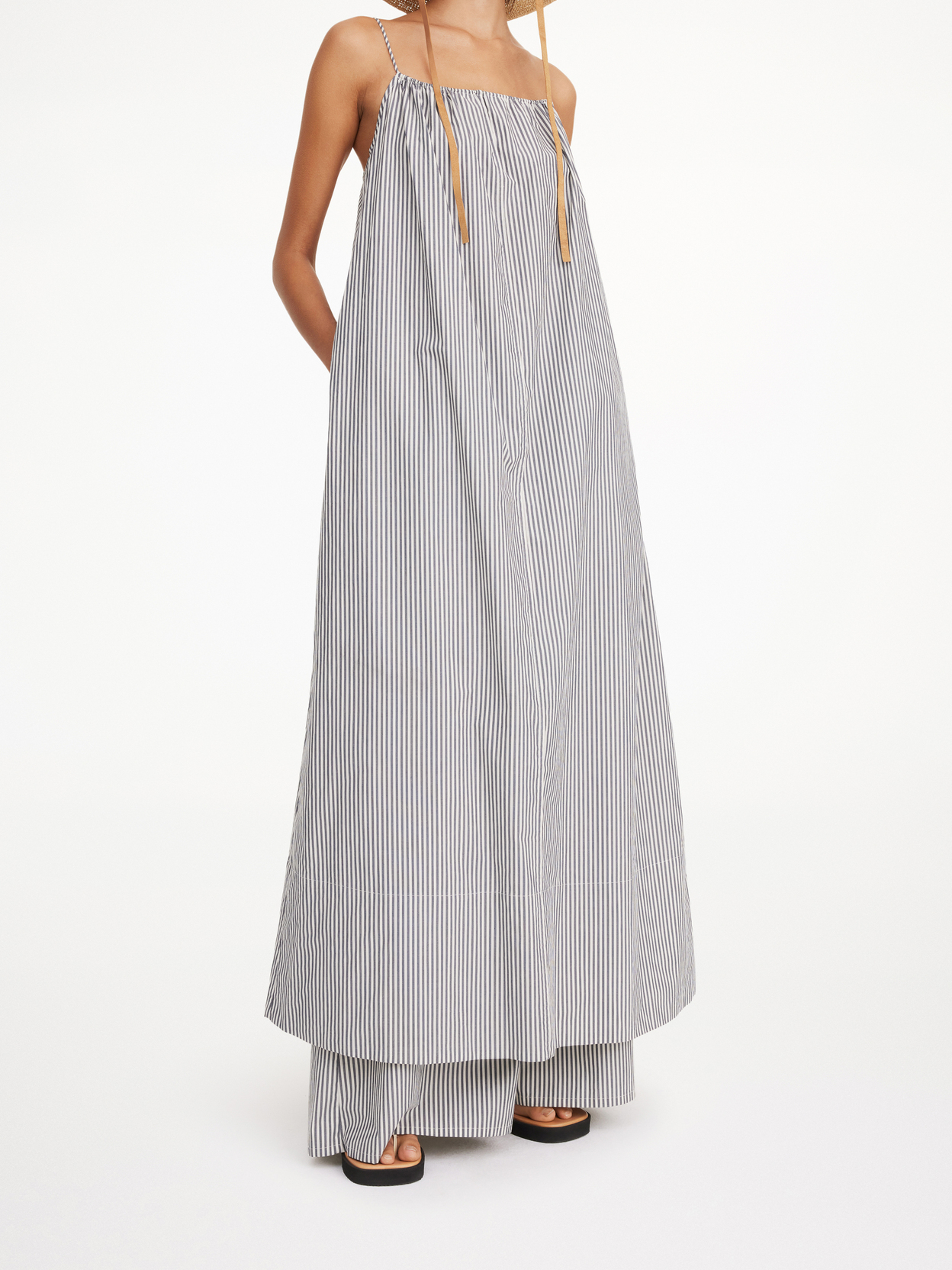 By Malene Birger Lanney organic cotton maxi dress - Navy Stripe | Garmentory