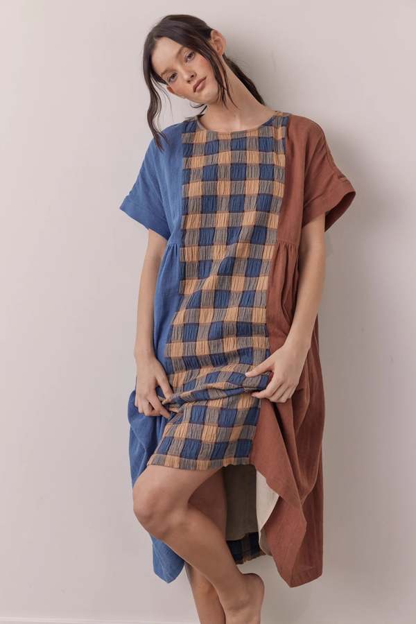 blue and brown midi dress *Kayla Midi Dress (Royal Blue), L main image 0