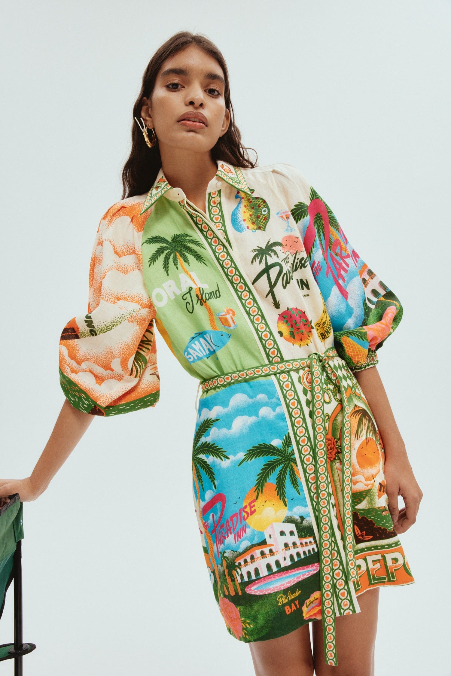knee length dresses for ladies Alemais Paradiso Printed Silk Satin Shirt and Pant Set