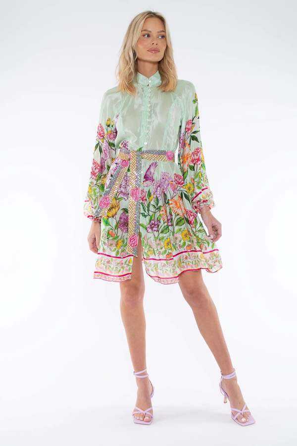 knee length dresses for ladies Taj Mini Dress M/L / Indigo Flower main image 1