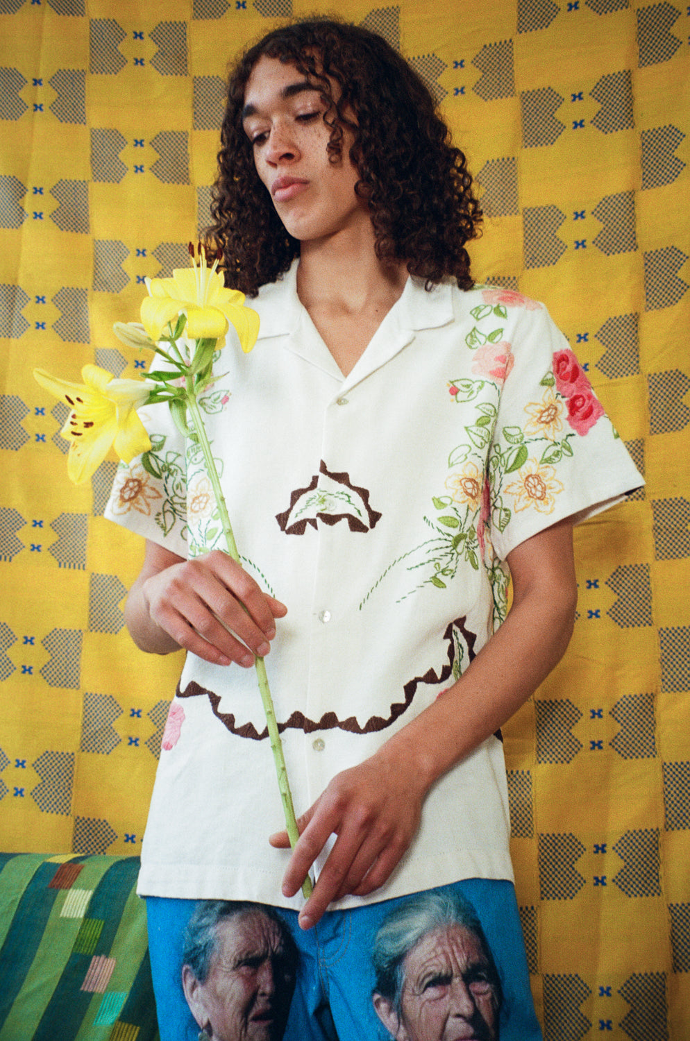 Béhen Madeira Button Up Shirt - Pink Roses | Garmentory