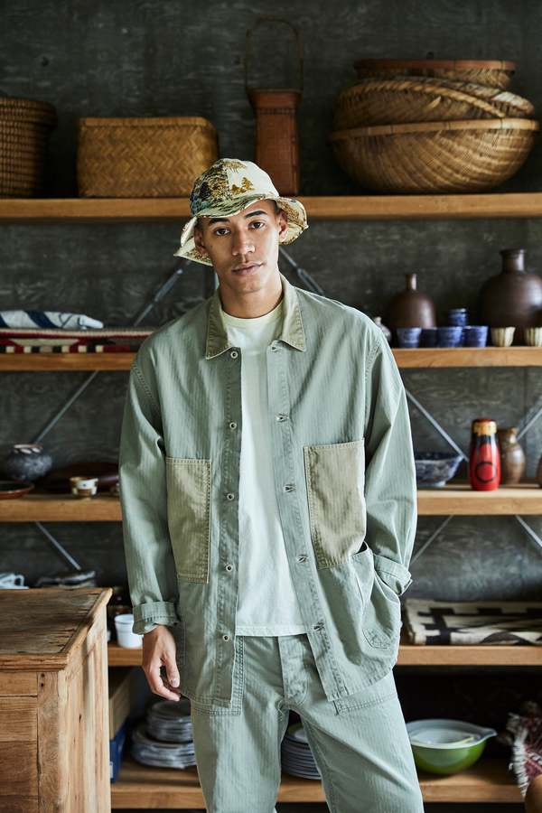 Orslow Herringbone Utility Coverall Jacket - Green | Garmentory