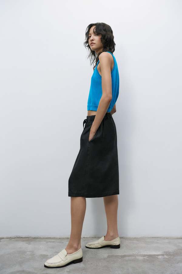 Cordera LINEN MAXI BERMUDA - TOASTED/BLACK