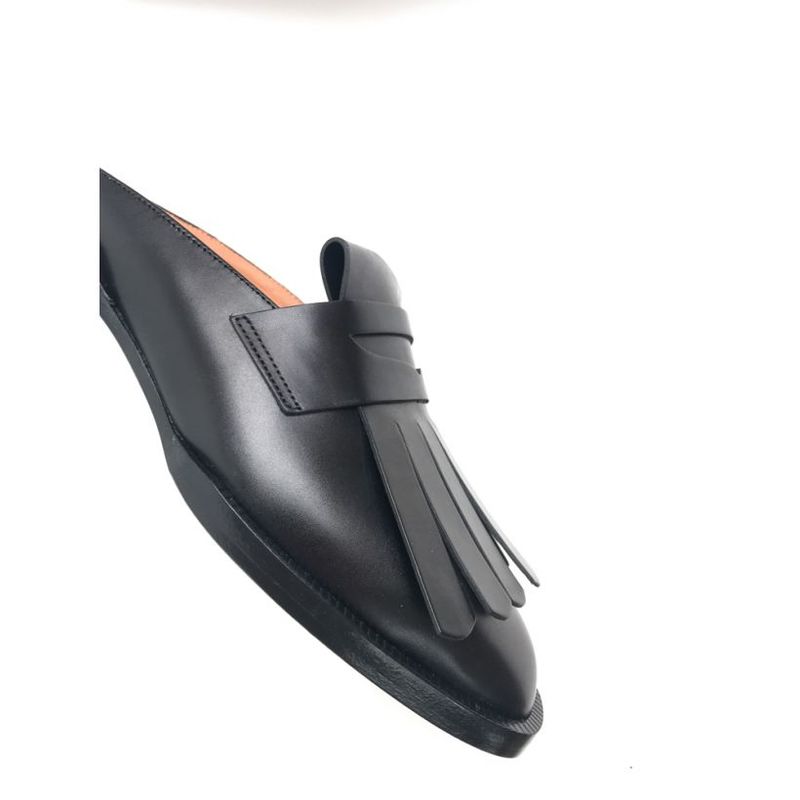 The ROBERT CLERGERIE Yumi Flat Open Back Loafer Mule Feinge 37 1/2 Robert Clergerie Yumi Flat Open Back Loafer - Black | Garmentory main image 2