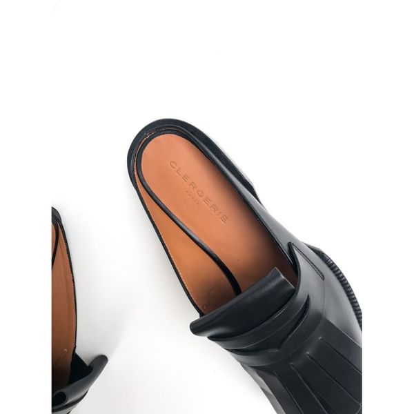 The ROBERT CLERGERIE Yumi Flat Open Back Loafer Mule Feinge 37 1/2 Robert Clergerie Yumi Flat Open Back Loafer - Black | Garmentory main image 3