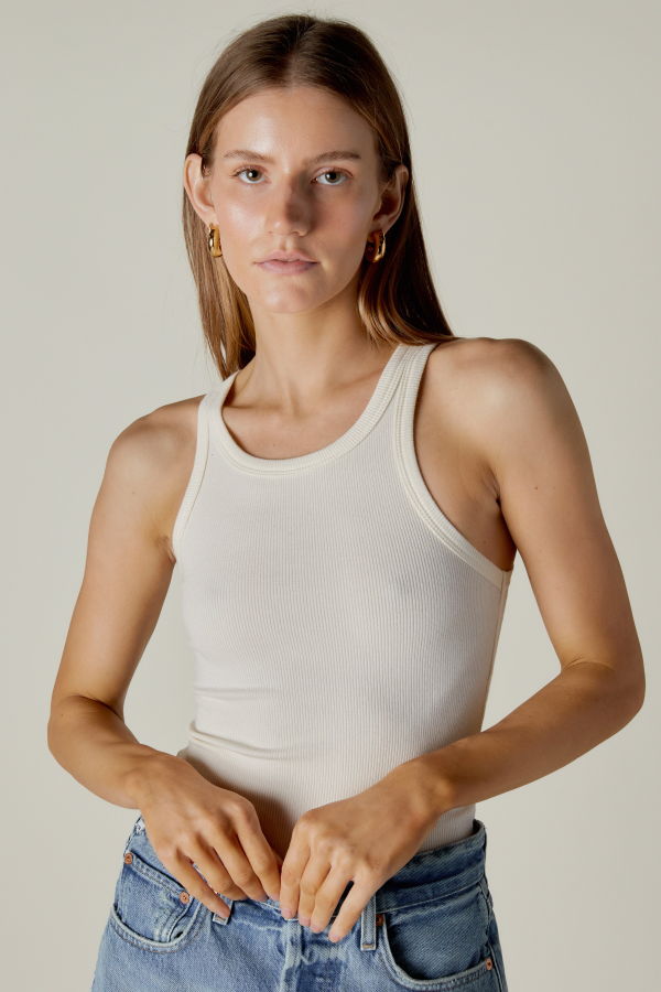 Éterne High Neck Fitted Tank - Ivory