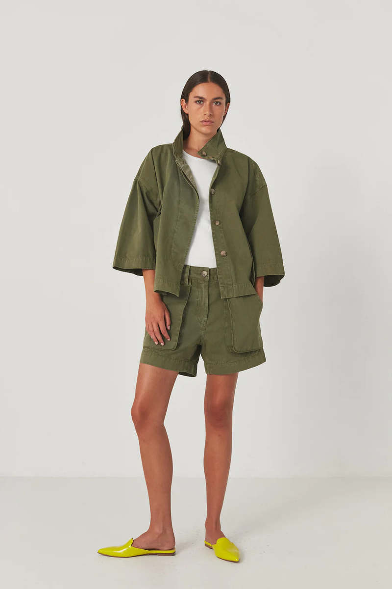 Rabens Saloner Katje Canvas Light Jacket - Army | Garmentory