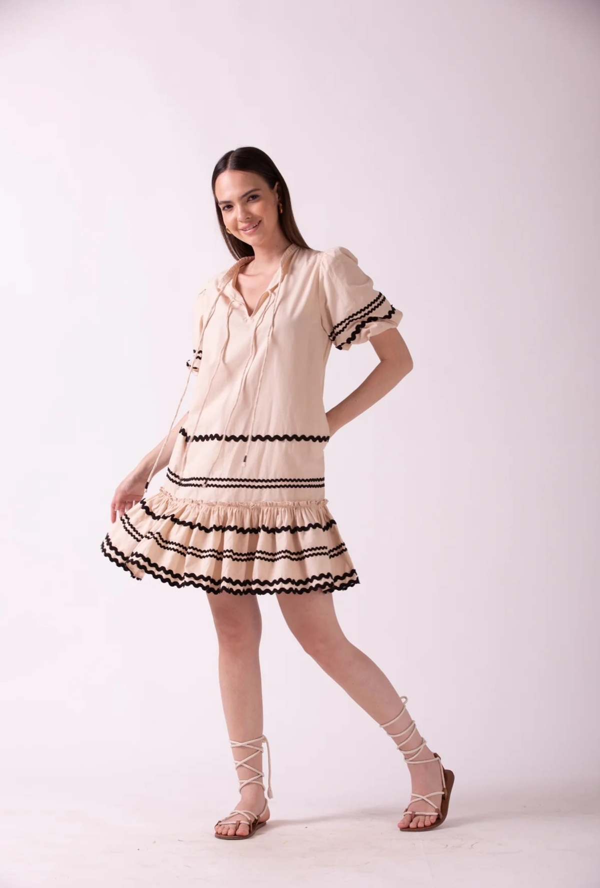 Celina Moon Jules Tier Dress - Taupe | Garmentory