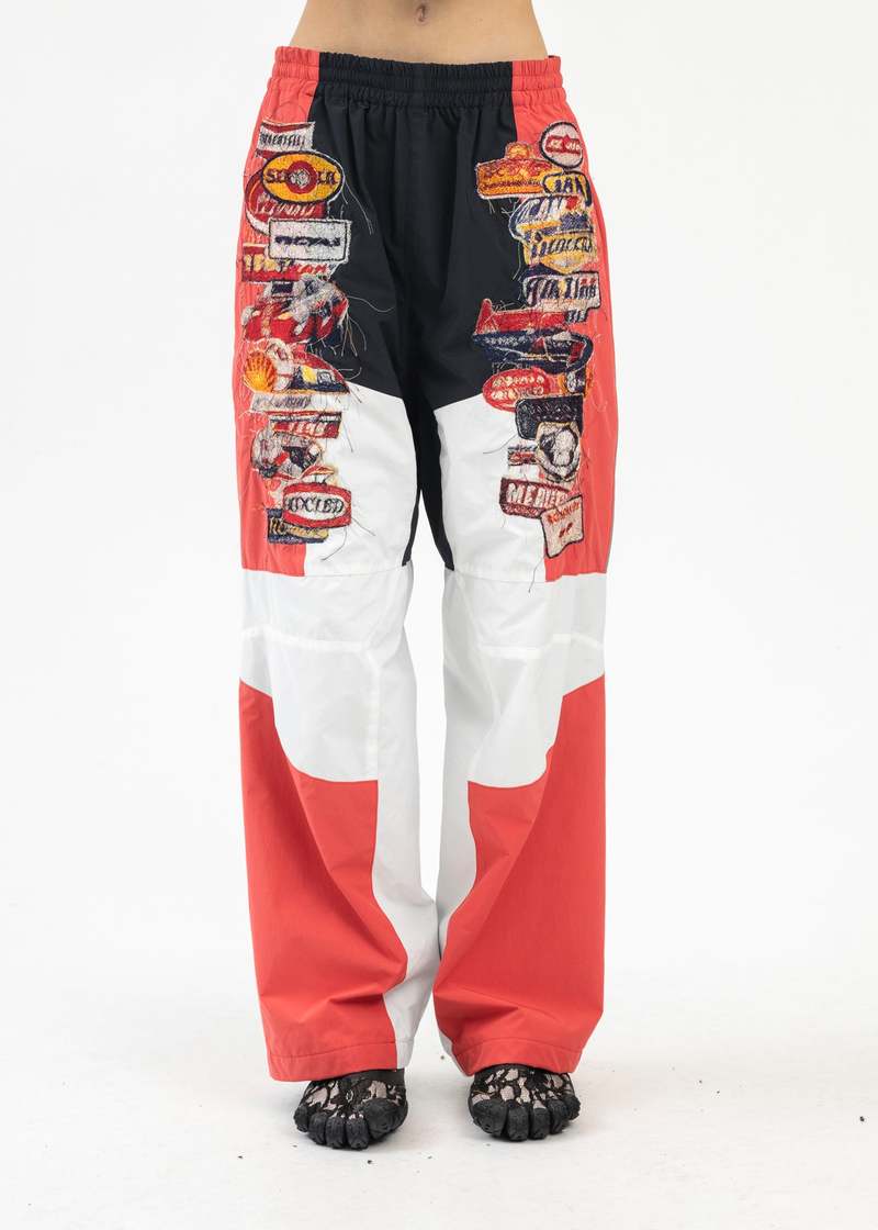 Doublet A I PATCHES EMBRIDERY TRACK PANTS - BLACK/RED | Garmentory