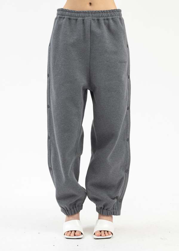 Y/project MELANGE BLACK NYLON SNAP OFF DENIM TRACK PANTS - DARK