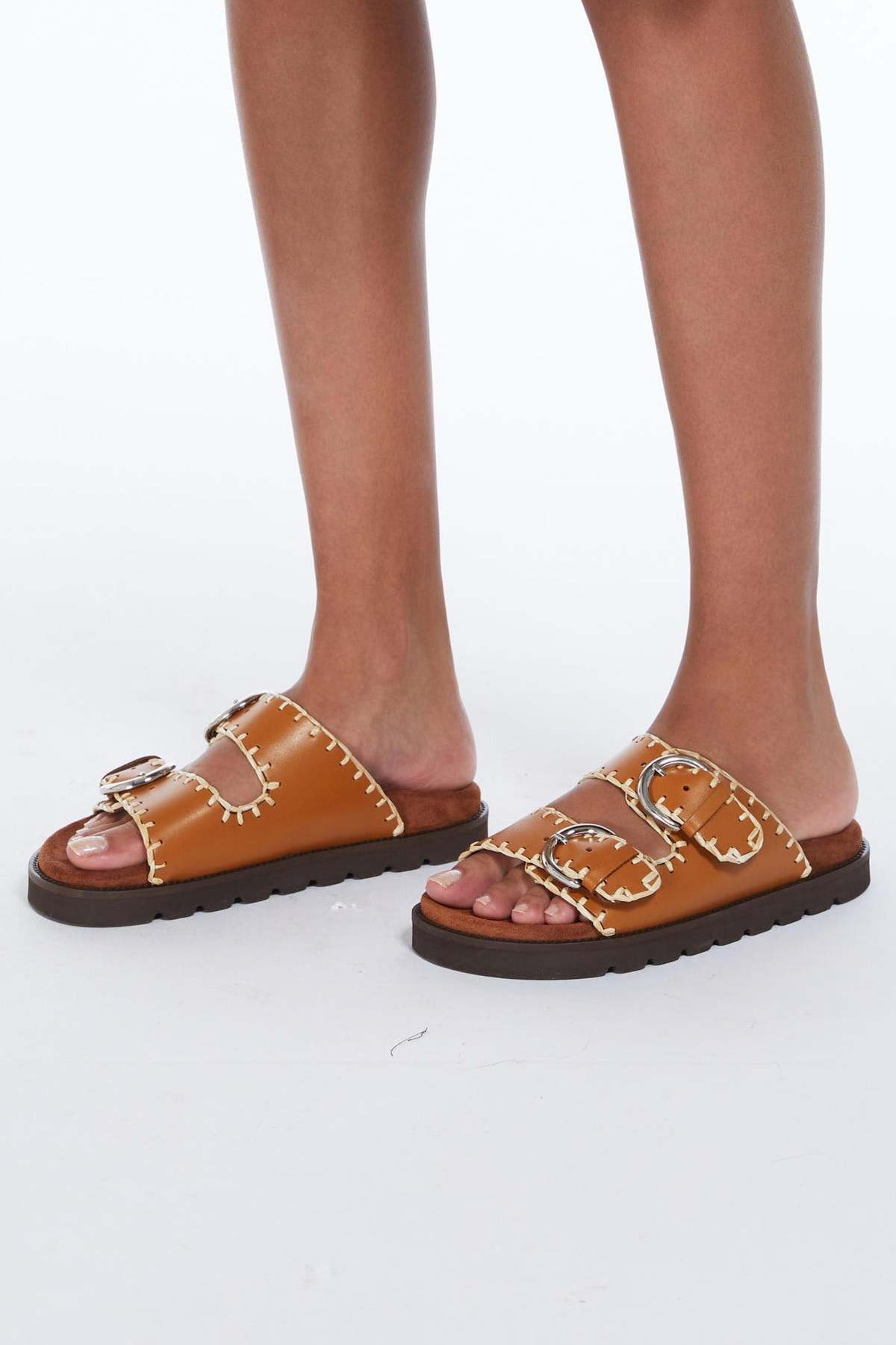 【送料&関税込】Max Mara Slides With Logo Leather sandals Max Mara Black size 37 IT in Leather - 42809918