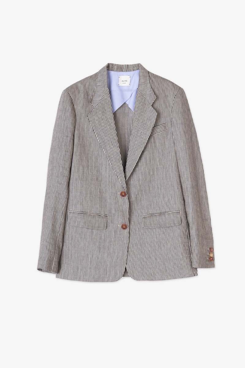 Alysi Chocolate Single breasted Micro Stripes Blazer - Asphalt 
