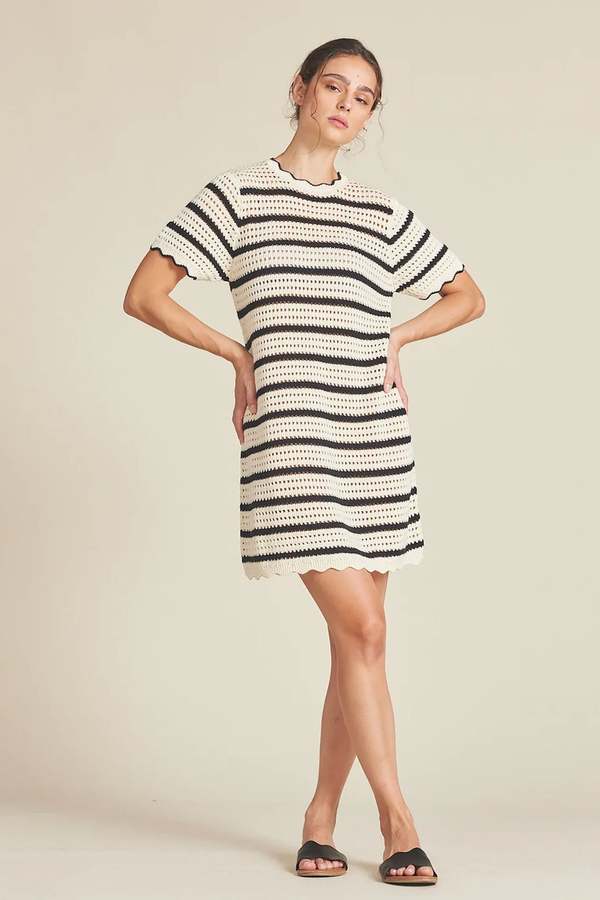 Trovata Mer Knit Dress - Antique White/Black | Garmentory