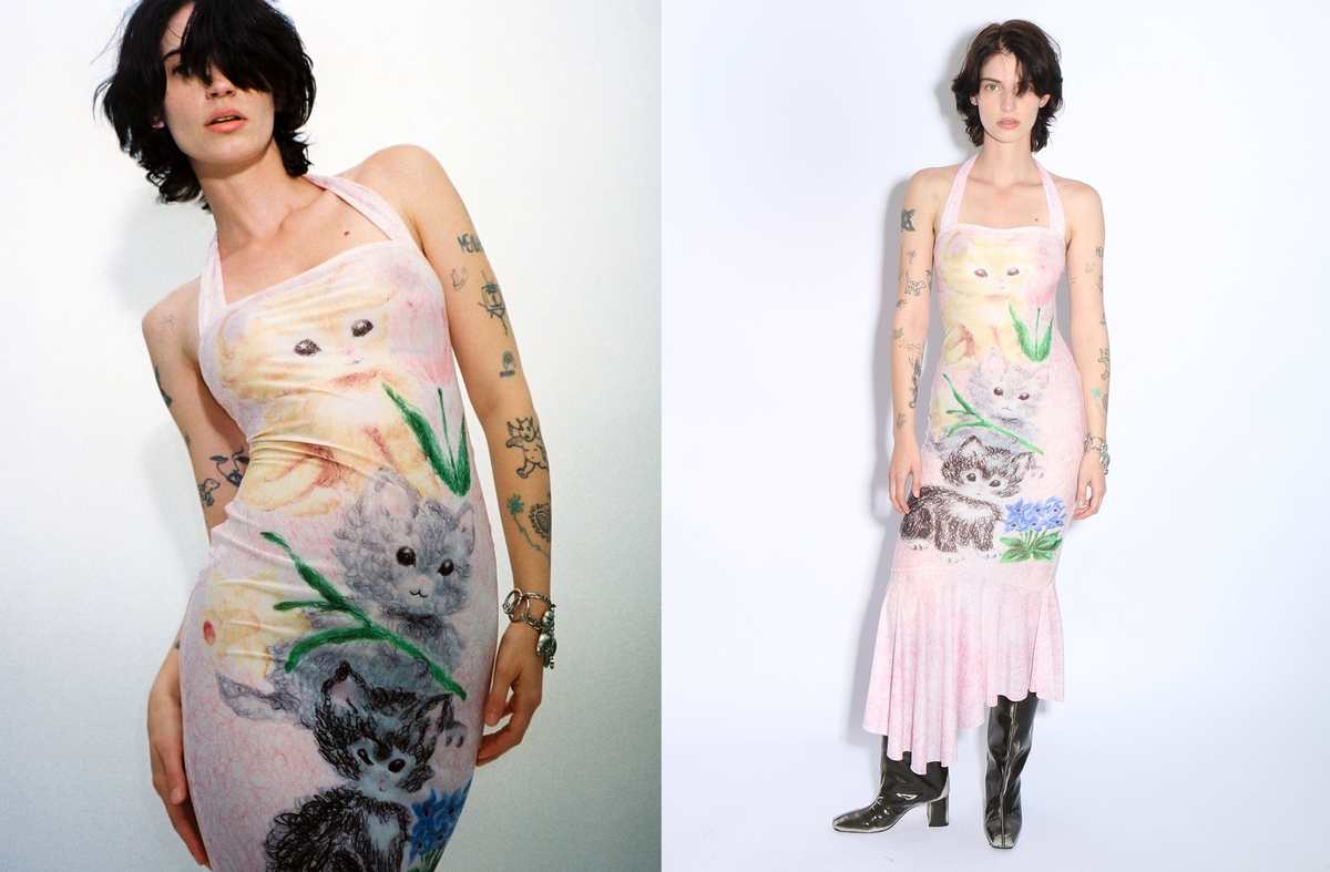 Yuhan Wang Kitty Printed Halter Dress - Pink | Garmentory