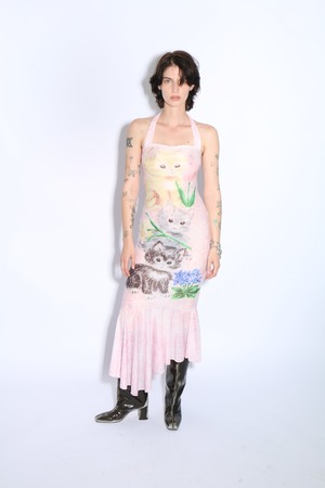 YUHAN WANG ワンピース　floral printed dress Yuhan Wang Kitty Printed Halter Dress - Pink | Garmentory