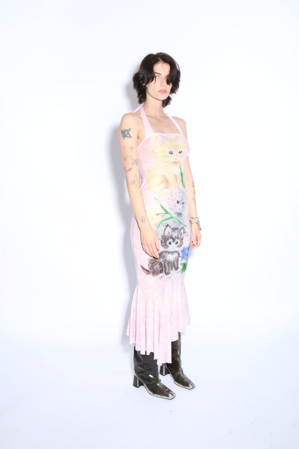 Yuhan Wang Kitty Printed Halter Dress - Pink | Garmentory