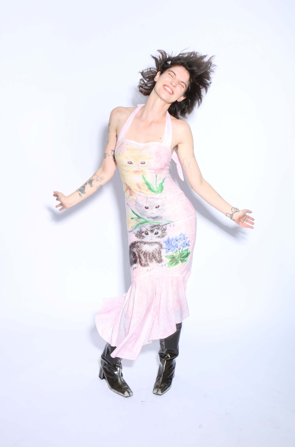 YUHAN WANG ワンピース　floral printed dress Yuhan Wang Kitty Printed Halter Dress - Pink | Garmentory