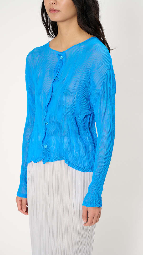 Issey Miyake Chiffon Twist January Top - Blue | Garmentory
